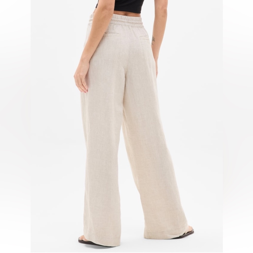 NWT Athleta Retreat 100% Linen Wide Leg Pant Size Large L in color ‘Undyed’ - Picture 2 of 8